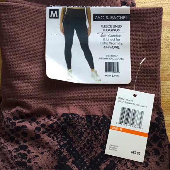 Lined Leggings Brown Black Snake MEDIUM NWT - Picture 8 of 8